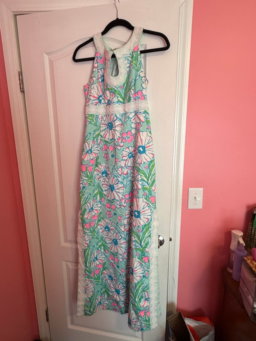 Lilly Pulitzer Splish Splash Maxi with lace appliqué dress